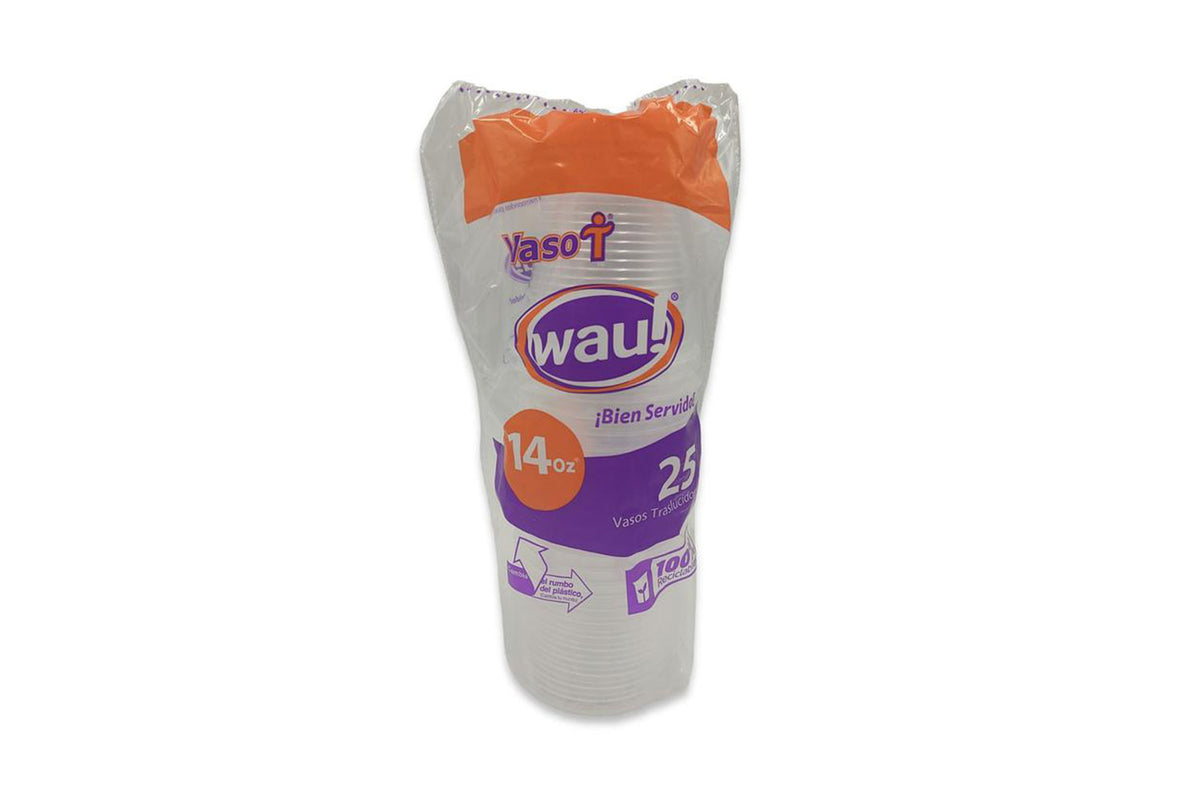 Vaso 14 Oz Transparente Paquete 25 unidades Wau